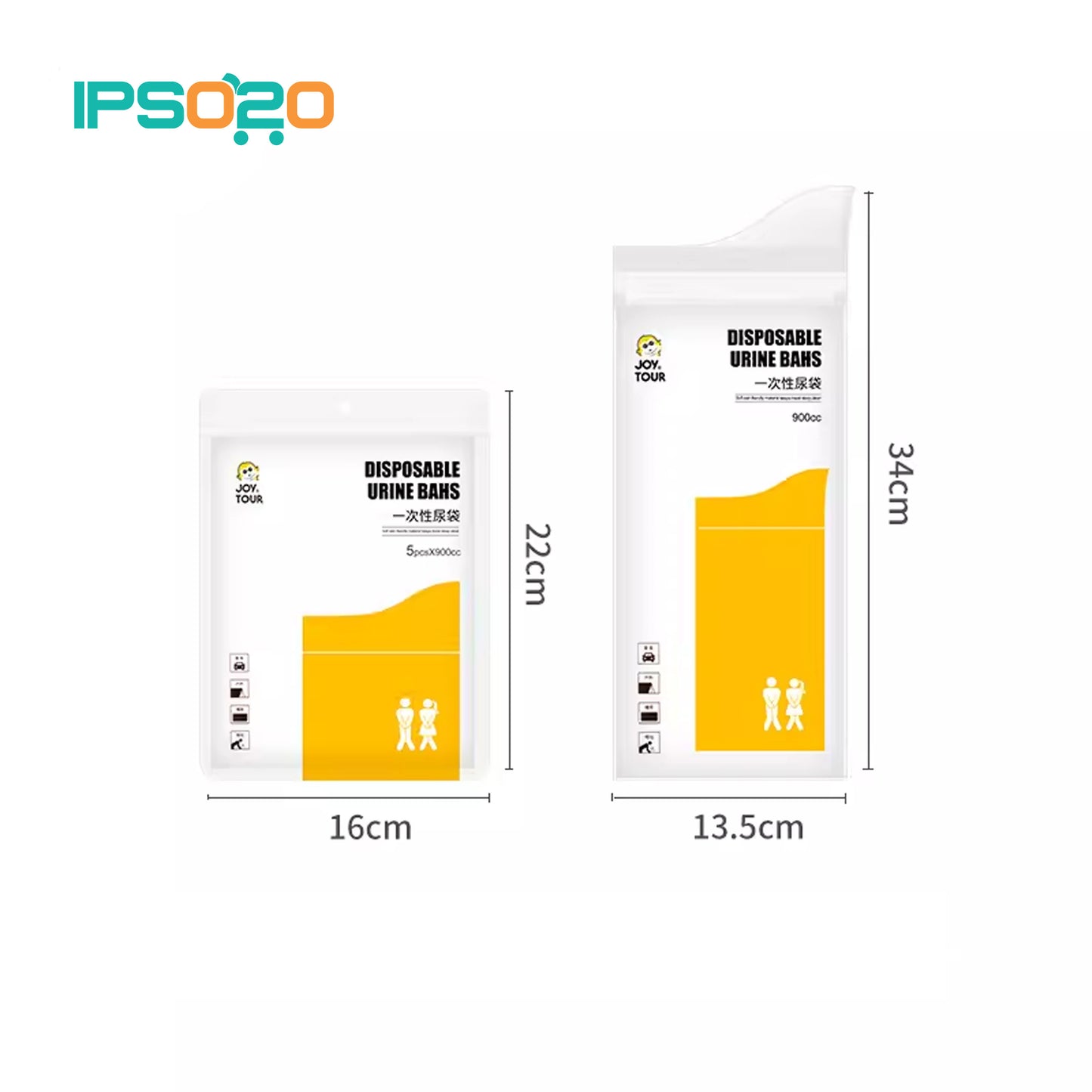 JOYTOUR Travel Emergency Urine Bag 900cc - 5 pcs pack