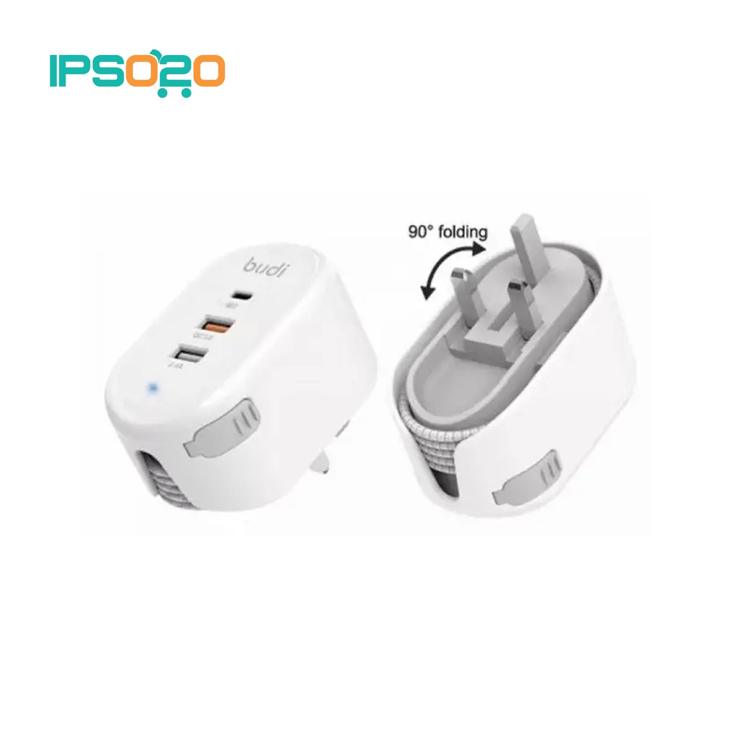 BUDI Home Charger with USB-C Cable Lightning & Micro Adapter