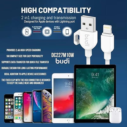 BUDI Charge/Sync Cable with Clip (1M)