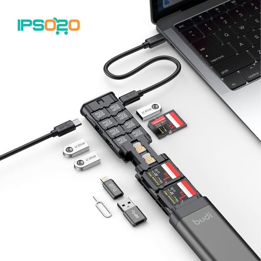 BUDI 10in1 Hub USB-C 3.0 Reader Multifunction Storage Stick