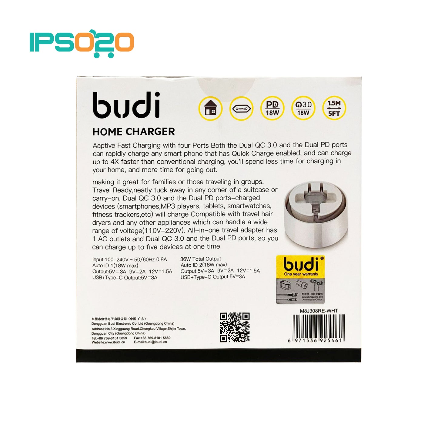 BUDI Home Charger (UK / EU Plug)