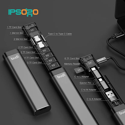 BUDI USB-C 3.0 TF/SD Card Reader OTG Adapter Multifunction Storage Stick