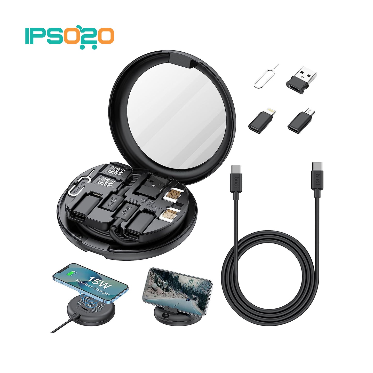 BUDI 15W Wireless Charger 12-in-1 Multi-Functional Box