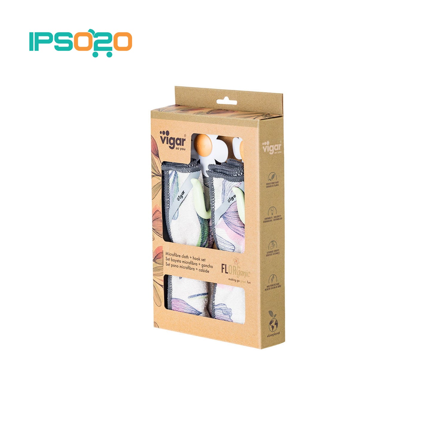 VIGAR Florganic Hook with Suction & Microfiber Cloths - 2pc