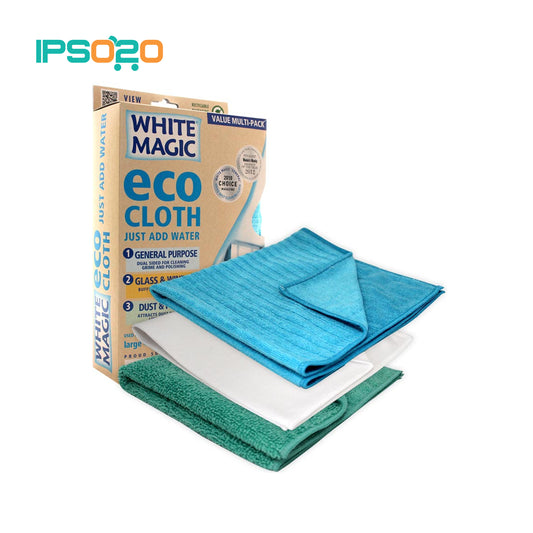 White Magic Microfibre Household Value Pack Eco Cloth - Pack of 3 [General Purpose , Dust & Polish , Glass & Window , chemical free cleaning)