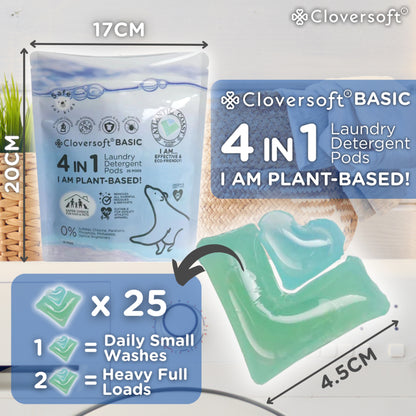 CLOVERSOFT 4 In 1 Deluxe Plus Plant Based Laundry Capsules 20 Pods (Atlantic Coast / Cotton Candy)