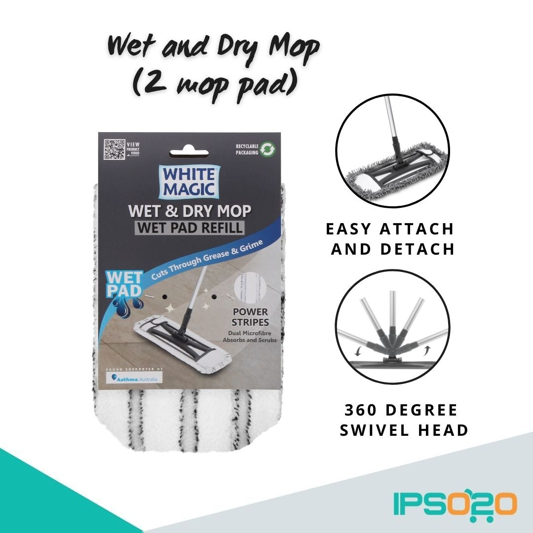 White Magic Wet & Dry Mop (with 2 mop pad - Dry & Wet)