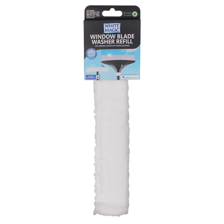 White Magic Window Blade Washer Refill [ Clean Window / Streak Free / Catch Water / Machine Washable / Microfibre / Easy Attach / Detach / Invented and Patented in Germany ]