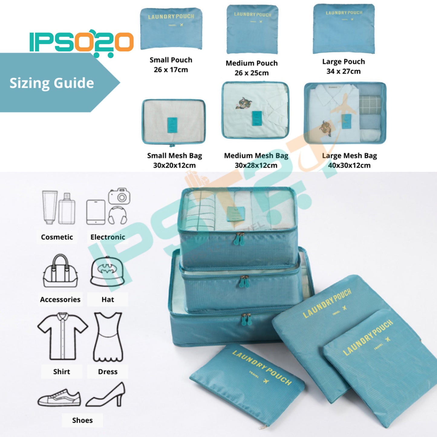 7 in 1 Travel Set Luggage Organiser Bag Pouch (Storage Bag / 6+1 pcs)