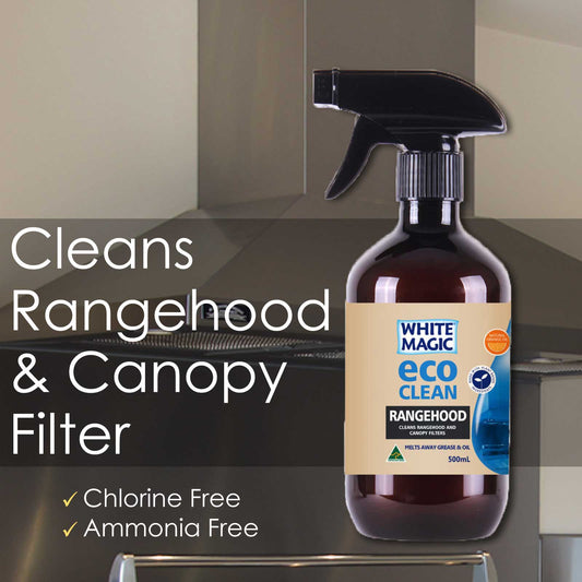 White Magic Eco Clean - Rangehood Surface Cleaners [ Palm Oil Free / Chlorine Free / Ammonia Free / Biodegradable Marine / Septic Safe No Harsh Chemicals Made with highly concentrated Orange Oil Made in Australia ]